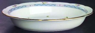 Wedgwood Montcalm 11 Oval Vegetable Bowl, Fine China Dinnerware   Blue Lines&Tr