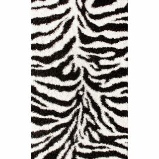 Nuloom Luna Black And White Zebra Shag Rug (67 X 9)