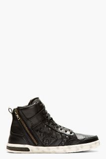 Converse By John Varvatos Black Leather Hidden Hardware Weapon High_top Sneakers