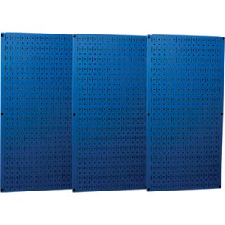 Wall Control Industrial Metal Pegboard   Blue, Three 16in. x 32in. Panels,