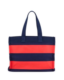 Striped Canvas Tote Bag, Navy/Red