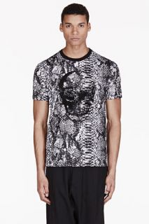 Markus Lupfer Black And White Python Sequin Skull T_shirt