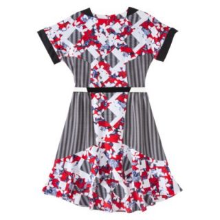 Peter Pilotto for Target Belted Dress  Red Floral/Check Print 14