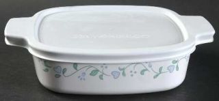 Corning Country Cottage 1 Qt Sq. Covered Casserole W/Glass Or Plastic Lid, Fine