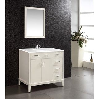 Oxford White 36 inch Bath Vanity With 2 Doors And White Quartz Marble Top