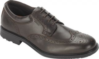 Mens Rockport Essential Details WP Wing Tip   Dark Brown Leather Lace Up Shoes