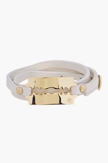 Mcq Alexander Mcqueen White Leather Triple Wrap Razor Bracelet