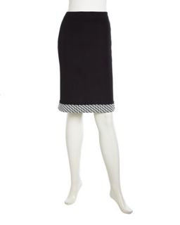 ZigZag Trim Knit Pencil Skirt, Black/White