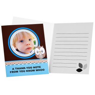 Look Whoos 1   Blue Personalized Thank You Notes