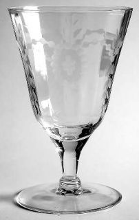 Unknown Crystal Unk7046 Low Water Goblet   Gray Cut Oval/Cameo Floral Swags,Opti