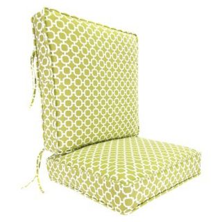 Outdoor Deep Seat & Back Chair Cushion   Green/White Geometric