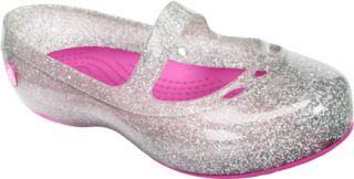 Infants/Toddlers Crocs Carlisa Glitter Flat   Silver/Fuchsia Slip on Shoes