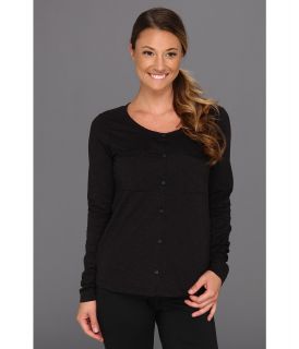 Horny Toad Heartstring Button Tee Womens Long Sleeve Button Up (Black)