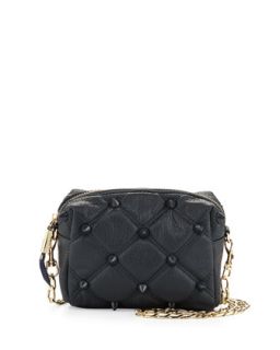 Empress Quilted Spiked Crossbody Bag, Navy