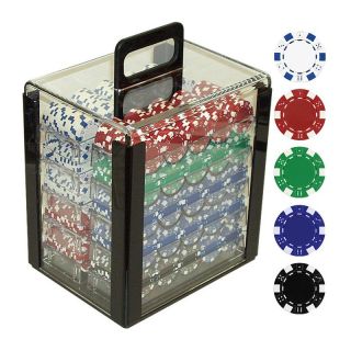 Trademark Poker 11.5g Dice Striped Poker Set in Acrylic Carrier   1000 Chips