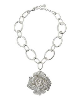 Pavï¿½ Crystal Rose Pendant Necklace