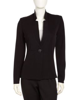 Tailored Inverted Lapel Knit Jacket, Black