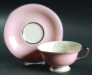 International Candlelite Footed Cup & Saucer Set, Fine China Dinnerware   Pink B