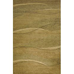 Hand tufted Waves Green Wool Rug (7 X 9) (GreenPattern GeometricMeasures 0.5 inch thickTip We recommend the use of a non skid pad to keep the rug in place on smooth surfaces.All rug sizes are approximate. Due to the difference of monitor colors, some ru