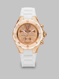 Michele Watches Silicone & Rose Goldtone Stainless Steel Chronograph Watch/White