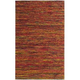 Hand tufted Loft Multicolored And Red Variegated Stripe Rug (8 X 11)