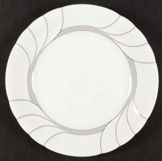 Mikasa Fleetwood Dinner Plate, Fine China Dinnerware   Swirls Outlined In Grayis