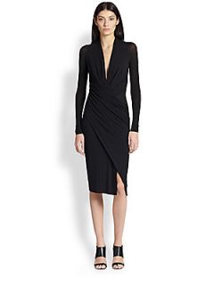 Donna Karan Jersey Wrap Around Dress   Black