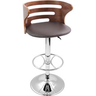 Modern Walnut Wood/ Chrome Hydraulic Bar Stool