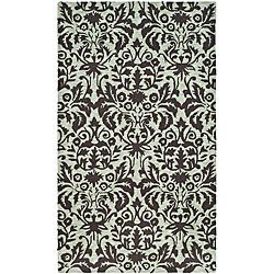 Hand hooked Damask Sage/ Chocolate Wool Rug (39 X 59) (GreenPattern OrientalTip We recommend the use of a non skid pad to keep the rug in place on smooth surfaces.All rug sizes are approximate. Due to the difference of monitor colors, some rug colors ma