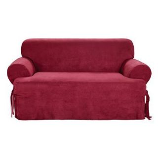 Sure Fit Soft Suede T Sofa Slipcover   Burgundy