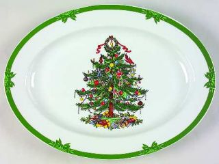 Georges Briard Yule Tide 14 Oval Serving Platter, Fine China Dinnerware   Green