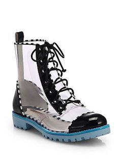 Sophia Webster Gwen Translucent Lace Up Ankle Boots   Black Blue