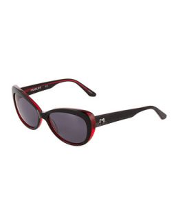 Two Tone Cat Eye Sunglasses, Black/Red