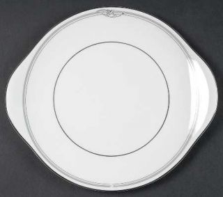 Royal Doulton Andante Handled Cake Plate, Fine China Dinnerware   Gray Lines,Gra