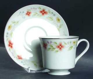 Fine China of Japan Petite Flowers Footed Cup & Saucer Set, Fine China Dinnerwar