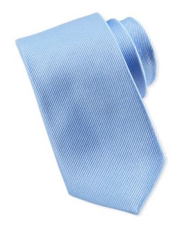 Solid Bias Ribbed Silk Tie, Medium Blue