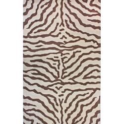 Nuloom Zebra Animal Pattern Brown/ Ivory Wool Rug (26 X 12)