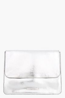 Marc By Marc Jacobs Silver Crackled Patent Leather Lap Top Case