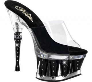 Womens Pleaser Spiky 601DM   Clear/Black PVC Ornamented Shoes
