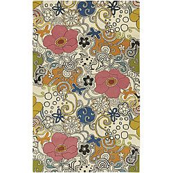Hand tufted Contemporary Multi Colored Floral Genesis Collection New Zealand Wool Rug (33 X 53) (MultiPattern FloralMeasures 0.625 inch thickTip We recommend the use of a non skid pad to keep the rug in place on smooth surfaces.All rug sizes are approxi