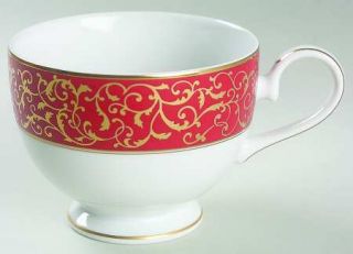 Mikasa Parchment Red Footed Cup, Fine China Dinnerware   Fine China, Red Band, G