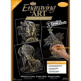 Royal and Langnickel Engraving Gold Rhinoceros/giraffe/elephant Art