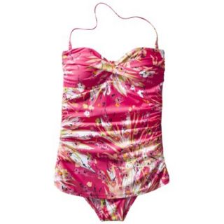 Clean Water Womens 1 Piece Floral Print Swim Dress  Pink S