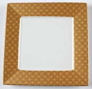 222 Fifth (PTS) Urban Link Gold Square Salad Plate, Fine China Dinnerware   Gold