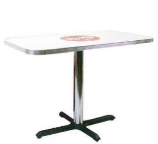 Vitro Coke Red Disc Icon Table, 24 in x 42 in Rectangular Top, 30 in Dining Height