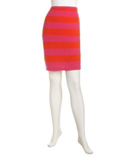 Striped Knit Skirt, Hot Pink/Orange