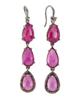 Triple Tiered Ruby & Champagne Diamond Drop Earrings