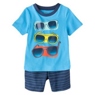 Circo Infant Toddler Boys Sunglasses Tee & Striped Short Set   Panama Blue 18 M