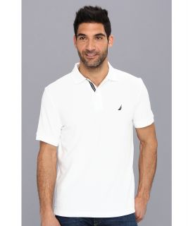 Nautica S/S Solid Polo With Tape Mens Short Sleeve Pullover (White)