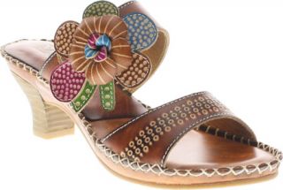 Womens Spring Step Oceanside   Camel Leather Ornamented Shoes